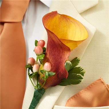 Orange Mini Calla Lily Boutonniere